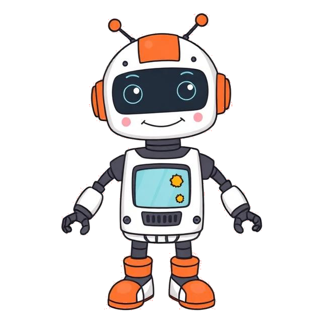 AI учителят на English & AI, приветлив робот